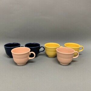 Homer Laughlin HLC LLD SSC Fiesta Cups Yellow Blue Purple Peach Lot of 6